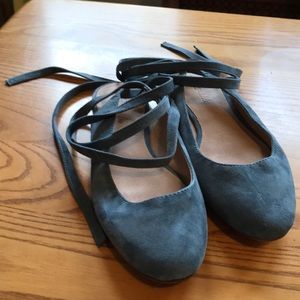 Madewell suede wrap flats